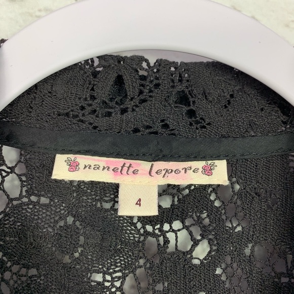 Nanette Lepore Black Crochet Lace Sequin Blazer 4 - Picture 6 of 7